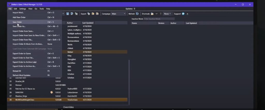 BG3 Mod Manager Save Order
