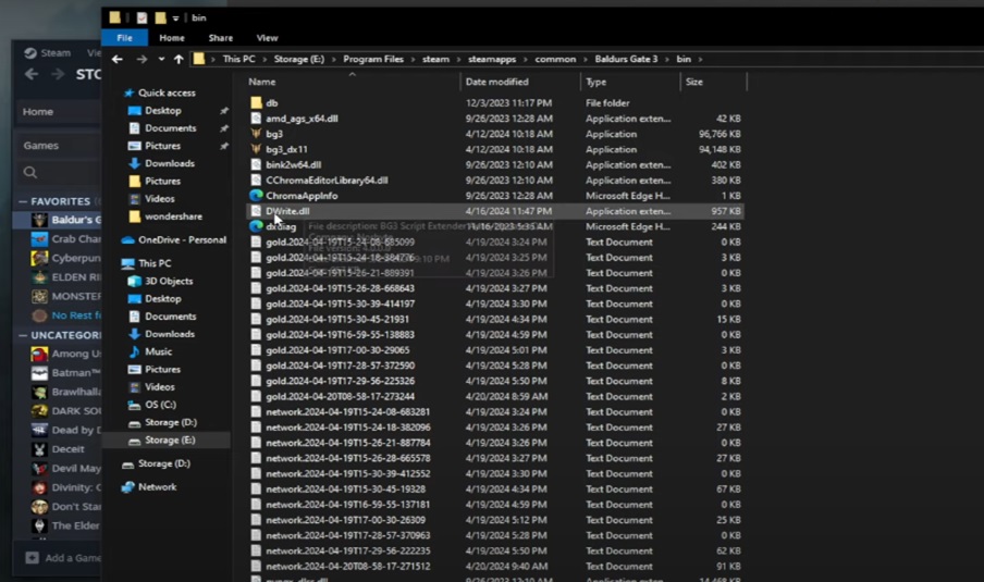 Baldur Gate 3 installed Dwrite